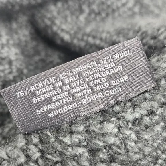 Wooden Ships Paola Buendia Bucket Hat Anthropologie Gray Knit Mohair Boho - Picture 5 of 7